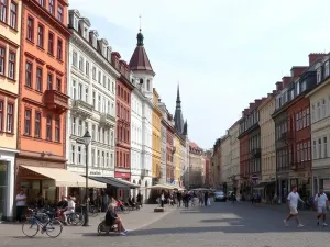 Dziecko z radością rysuje żółtego stworka na kartce papieru przy biurku pełnym kolorowych kredek.